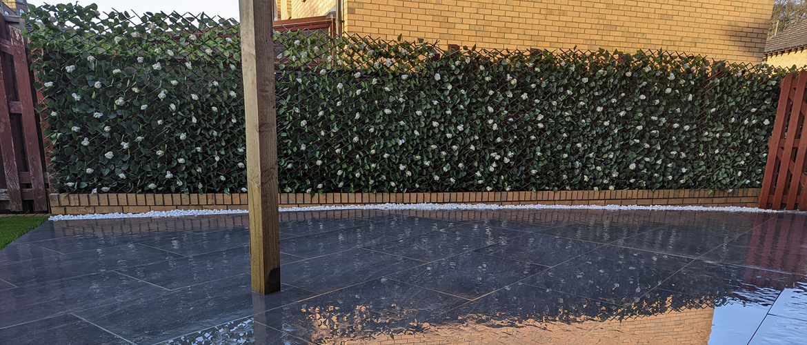 Tiles reflecting a backdrop
