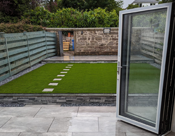Completed artificial grass garden