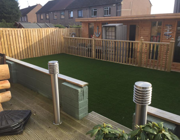 Artificial Grass with spotlights during the day